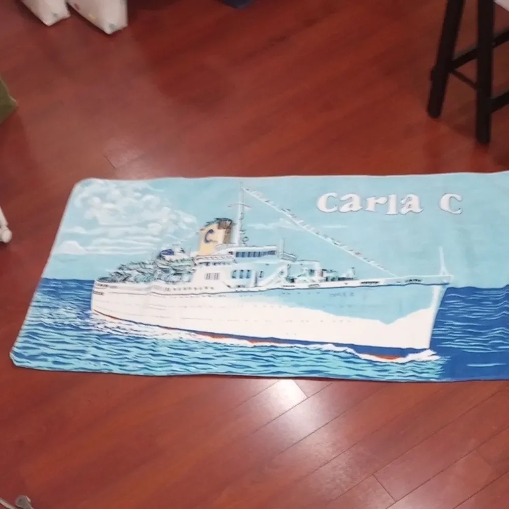 Carla C. Sailing Ship Beach Towel, Vintage 1980s!